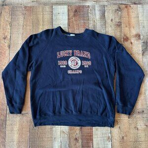 Vintage Lucky Brand Knit-Wear Navy Sweatshirt Men's XL 1968-1969 Champs Pullover